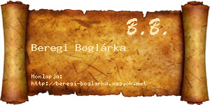 Beregi Boglárka névjegykártya